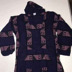 Mexport Poncho Vintage Original Hoodie Made in Mexico Size L Purple Pink Black